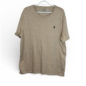 Polo Ralph Lauren Mens XL Heather Tan Crew Neck Short Sleeve T Shirt Pony Logo